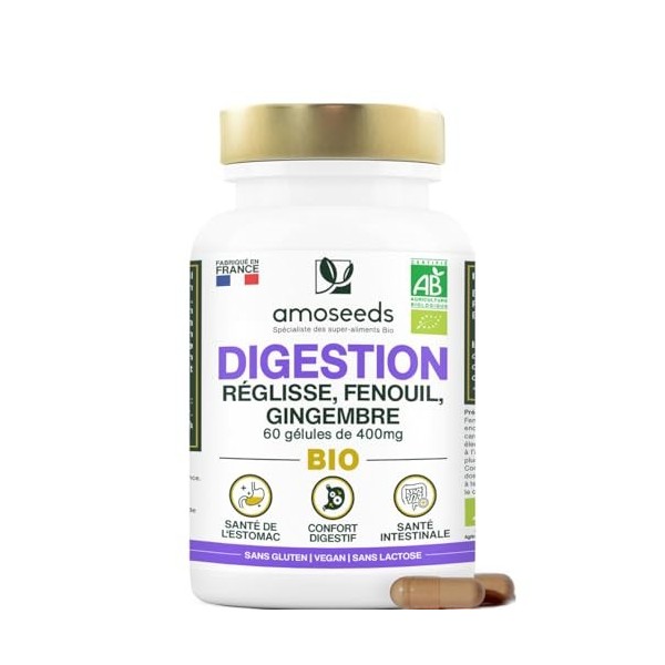 Digestion BIO | Confort Digestif et Santé de l’Estomac | Réglisse, Fenouil, Gingembre | Améliore la Digestion, Réduit les Inc