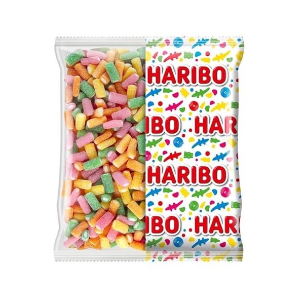 Haribo barres de confiserie boîte ronde 150 pièces, 1200g Réglisse