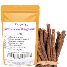 1kg Bâton de réglisse - Glycyrrhiza glabra - Reglisse Baton | bâton de reglisse bois à macher - Arôme & Goût Intense - 100% N