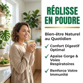 Reglisse en Poudre Baton de Reglisse Moulu 250g | Digestion Confort Digestif Immunité Défenses Naturelles Toux Voies Respirat
