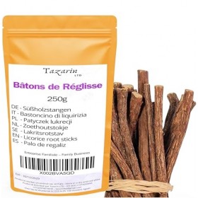 250g Bâton de réglisse - Glycyrrhiza glabra - Reglisse Baton | bâton de reglisse bois à macher - Arôme & Goût Intense - 100% 