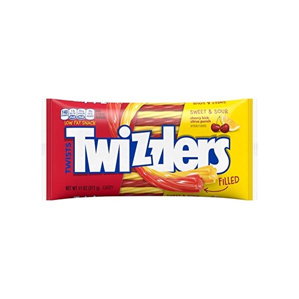 TWIZZLERS Torsades fourrées, saveurs sucrées et acidulées