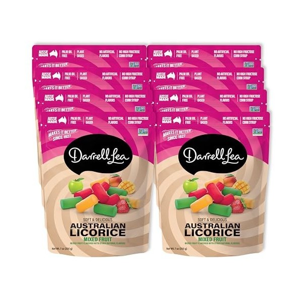 Darrell Lea Réglisse australienne douce, sans OGM, sans huile de palme, à base de plantes, sans sirop de maïs à haute teneur 