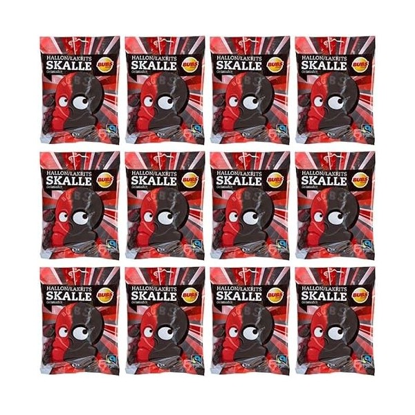 Bubs Skull Raspberry Réglisse 12 Packs of 90g