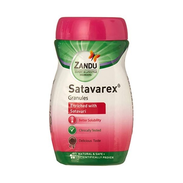 Zandu Satavarex Granules, 210 g, enrichi en Satavari/Shatavari, cliniquement testés, naturels et sûrs, scientifiquement prouv