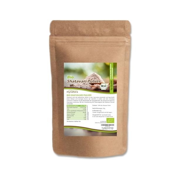 Mynatura Bio Shatavari Poudre I Asparagus racemosus I Produit naturel I Aliment cru I Asperges indiennes I Poudre de racine I