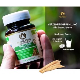 Maharishi Ayurveda Shatavari Asperges indiennes asperges racemosus biologiques, hautement dosées, végétaliennes sans OGM, l