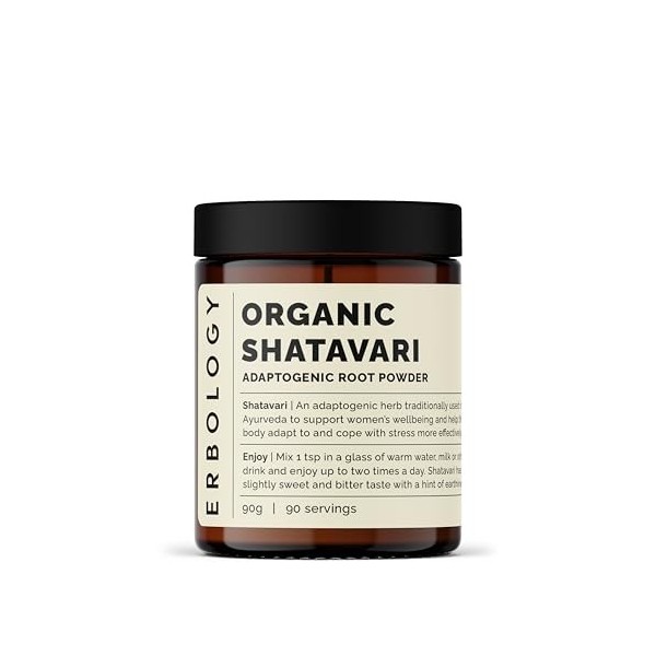 Erbology Poudre de Shatavari Bio 90g - 90 Portions - Approvisionné de manière durable directement de la ferme en Inde - Petit