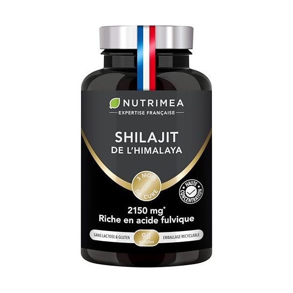 SHILAJIT – 2150 mg – Extrait 5:1 Titré à 50% en Acide Fulvique – Résine de Shilajit Pure – Hautement Dosé – Énergie, Cognitio