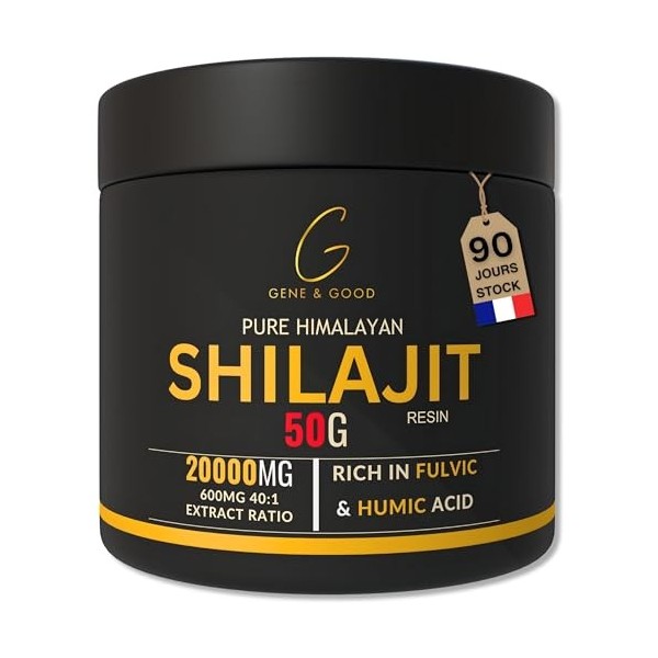 Gene & Good® Shilajit Pure 50g - Résine De Shilajit Himalaya Purifiée - Himalaya Bio - Approvisionnement pour 3 Mois - Riche 
