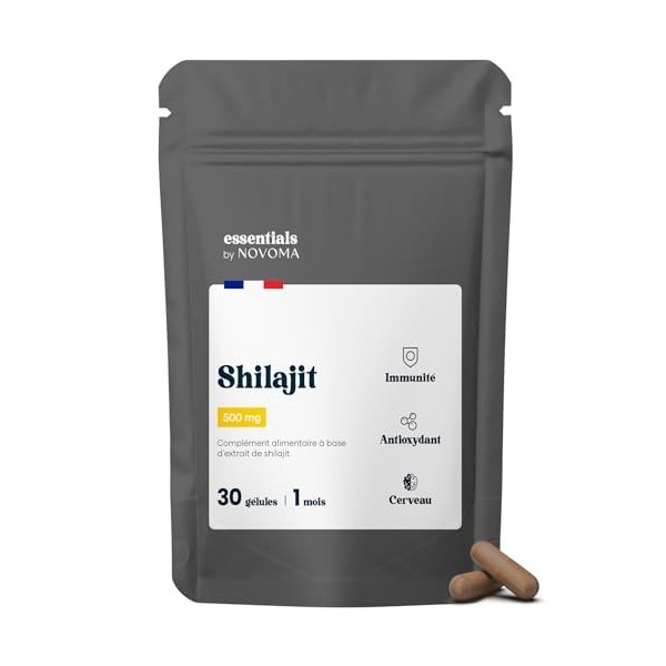 Shilajit Pure 500mg, 50% Acides Fulviques, Complément Naturel pour lImmunité & Cognition, 30 Gélules, Cure de 1 mois, Fabriq ...