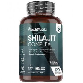 Shilajit Gelules 18210mg, Shilajit Himalaya Complexe 120 Gélules Vegan, Ashwagandha Bio, Curcuma Bio, Champignon Crinière de 