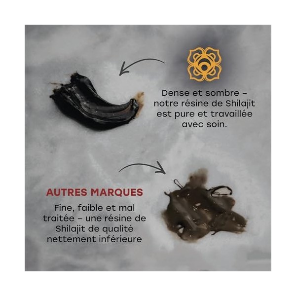 Shilajit Pur de Qualité Or – Résine Authentique de lAltaï – 50g – Réserve de 6 Mois – Extraction Traditionnelle – Acide Fulv