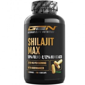 Mumijo Shilajit Max - 180 gélules à haut dosage avec 2000 mg par dose journalière - extrait original 10:1 avec 50% d’acide fu
