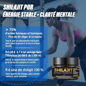 Shilajit Pur – Énergie Naturelle 100% de lHimalaya – Résine Authentique, Riche en Acide Fulvique & Humique, +85 Minéraux & O