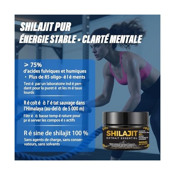 Shilajit Pur – Énergie Naturelle 100% de lHimalaya – Résine Authentique, Riche en Acide Fulvique & Humique, +85 Minéraux & O
