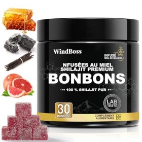 Gummies de Shilajit Pur de lHimalaya – Complément Bien-Être pour Hommes 30 Pièces/Boîte – Approvisionnement de 30 Jours