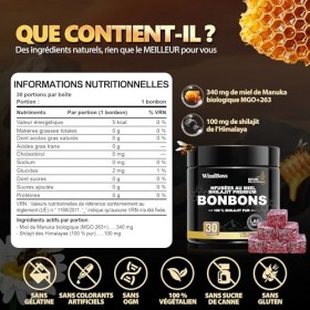 Gummies de Shilajit Pur de lHimalaya – Complément Bien-Être pour Hommes 30 Pièces/Boîte – Approvisionnement de 30 Jours