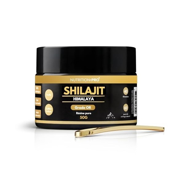 Shilajit grade OR 50g - Résine pure authentique | Qualité premium | Purifié | Récolté dans les montagnes de lHimalaya | Ay