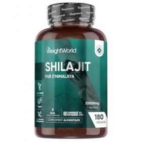 Shilajit Pure Gelules Vegan 180 Gélules 20000mg, Shilajit Pure Himalaya Acide Fulvique Acide Humique & Minéraux, 6 Mois de St