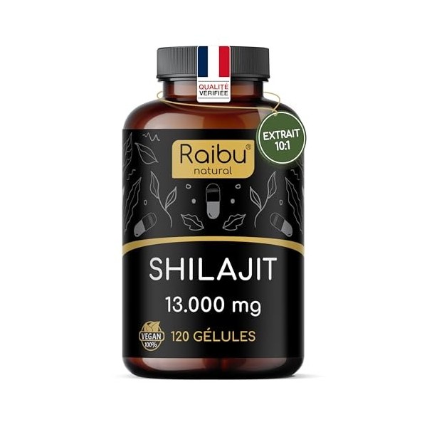 Shilajit Pur de l’Himalaya - 120 Gélules de Shilajit - Haute Concentration en Acide Fulvique et Acides Humiques - 1300 mg par