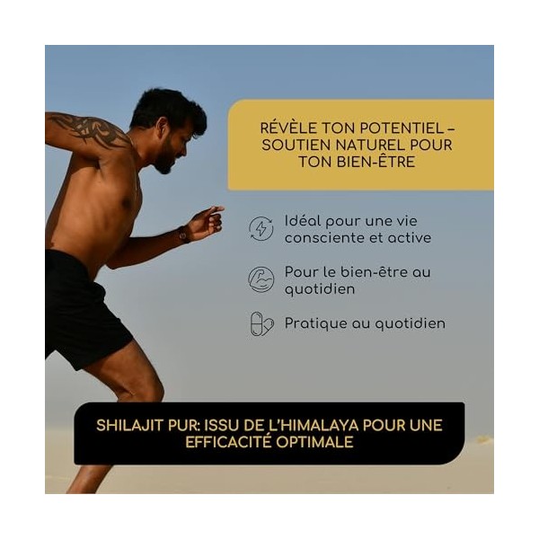 Shilajit Pur de l’Himalaya - 120 Gélules de Shilajit - Haute Concentration en Acide Fulvique et Acides Humiques - 1300 mg par