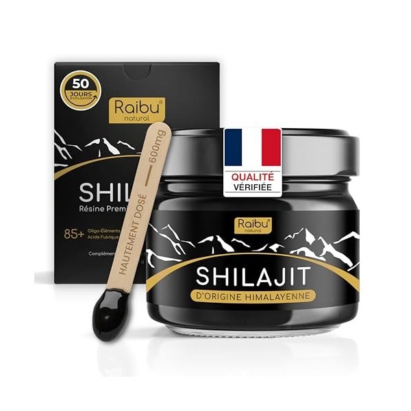 Shilajit Pure, Résine de Shilajit Himalaya - Natural, Riche en Acide Fulvique et Minéraux - Sans Additifs et Testé en Laborat