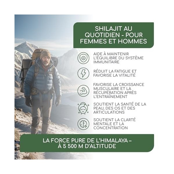 Shilajit Pure, Résine de Shilajit Himalaya - Natural, Riche en Acide Fulvique et Minéraux - Sans Additifs et Testé en Laborat