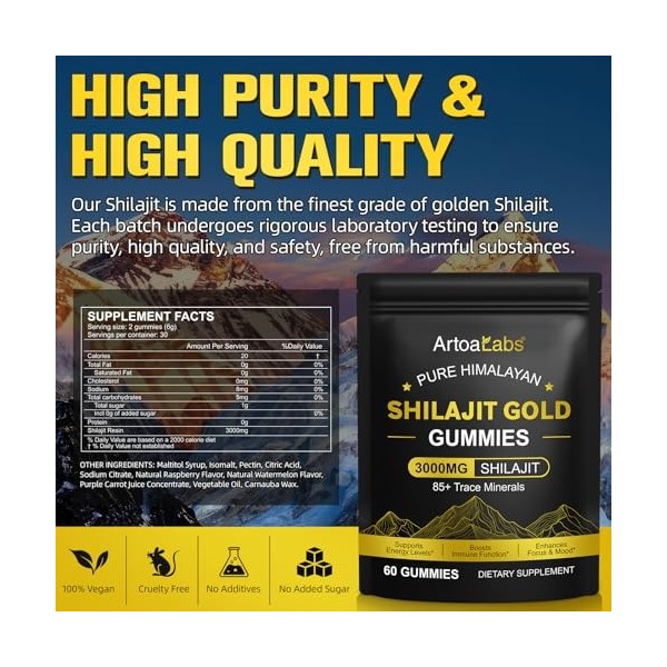 Shilajit Gummies for Men & Women, 60 Gummies