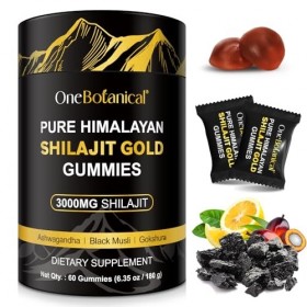 Gommes de Shilajit 3000mg pour hommes et femmes, Shilajit Gummies, 60 gommes