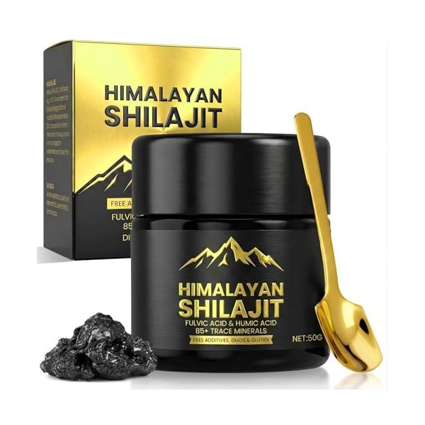 Shilajit Pure Himalaya Bio, 50g Shilajit Résine, Contient De 85 Minéraux Naturels Supplément, Naturel Sans Et Absorbez Effica