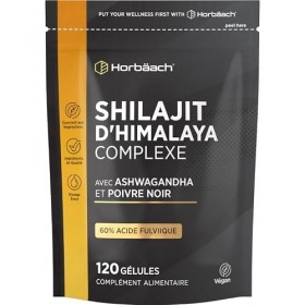 Shilajit Pure Himalaya 1500 mg | 60% Acides Fulviques | 90 Gélules Vegan | Complément Alimentaire Extrait Essentiel de Shilaj