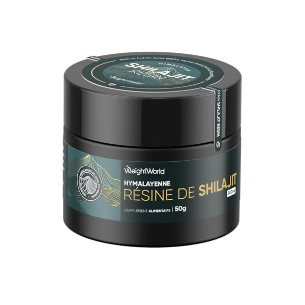Résine de Shilajit 50g – Shilajit Himalaya Enrichie en Ashwagandha, Curcuma, Musli Noir, Source de +85 Oligo-Éléments – Compl