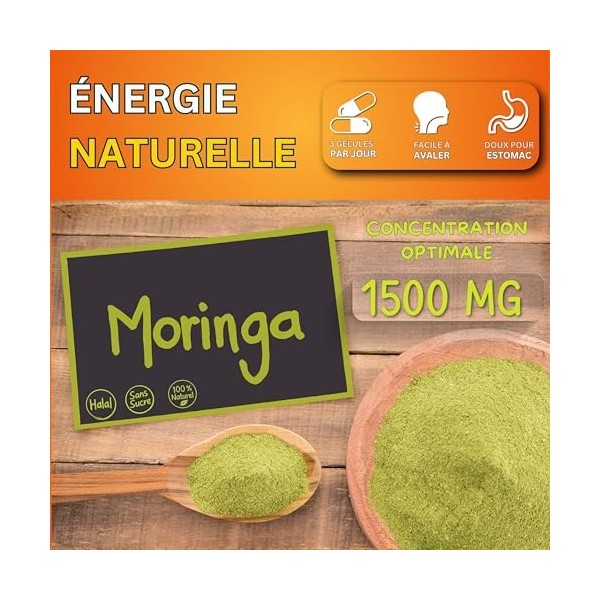 Gene & Good® Moringa Oleifera – 120 Gélules Végétales – 1500 mg par Portion – Poudre de Feuilles Premium d’Inde – Complément ...