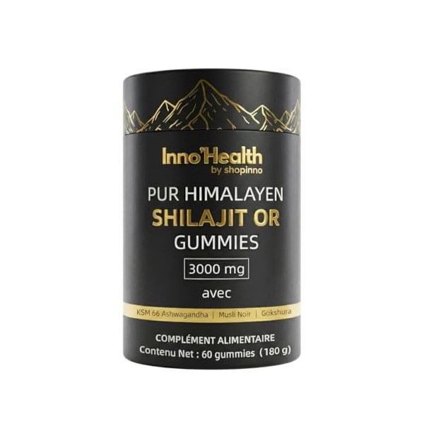 Inno’Health Shilajit Gummies – Shilajit Pure dHimalaya, 60 gommes naturelles – Complément alimentaire premium avec 85+ minér