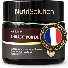 NutriSolution® Shilajit Pur de lHimalaya - Résine Authentique - 500 mg par Dose - 50% dAcide Fulvique - +85 Minéraux et Oli