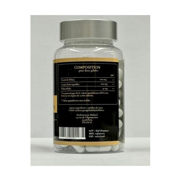 Shilajit 600 mg + Ashwagandha 600 mg – Complément Ayurvédique Origine Himalaya | 71% Acide Fulvique & Oligo-Éléments Naturels...
