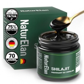 Shilajit Pure Himalaya - 75% dacide fulvique hautement dosé - 35g avec acide humique naturel et minéraux, approvisionnement ...