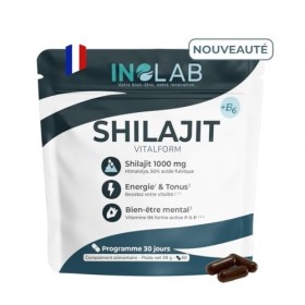 INOLAB Shilajit Pur de l’Himalaya 1000 mg, hautement dosé en acides fulviques 50% et humiques I Énergie, boost metabolisme 