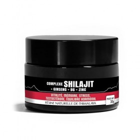 Complexe Shilajit + Ginseng + B6 + Zinc - flacon de 30 gr