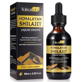 Shilajit Drops Complément alimentaire pur naturel de lHimalaya avec 85 + oligo-minéraux et acides humiques acides humiques H