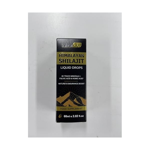Shilajit Drops Complément alimentaire pur naturel de lHimalaya avec 85 + oligo-minéraux et acides humiques acides humiques H
