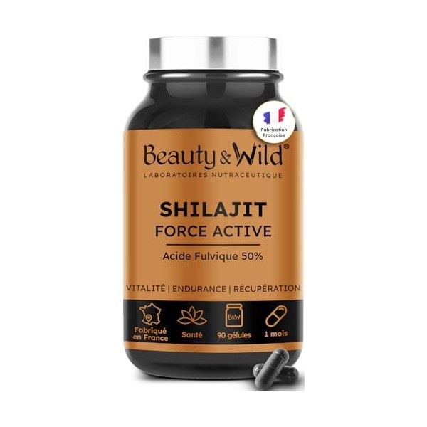 Shilajit Pur 1050 mg – 50% Acide Fulvique – 90 Gélules Shilajit Himalaya – Énergie, Vitalité & Performance – Complément Alime