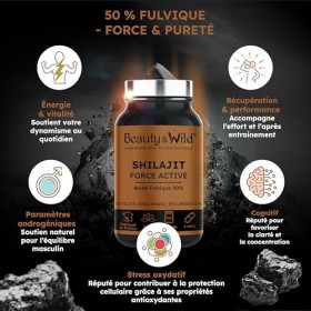 Shilajit Pur 1050 mg – 50% Acide Fulvique – 90 Gélules Shilajit Himalaya – Énergie, Vitalité & Performance – Complément Alime