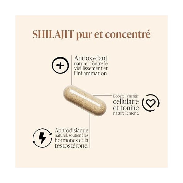TAAJ | Shilajit en gélules | Pur de lHimalaya, 100% naturel | 70% dacides fulviques | + 85 minéraux et oligo-éléments | Ant