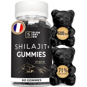 Shilajit Gummies – 60 Gommes Shilajit Pure Himalaya Sans Sucre, Vegan & Naturelles – 71 % Acide Fulvique – 300 mg par Portion...