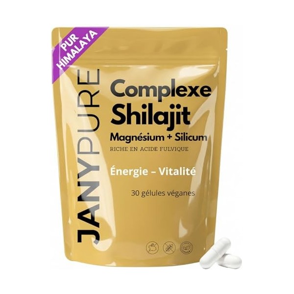 Complexe Shilajit 2500mg Équivalent Résine + Magnésium + Silicum - 50% Acide Fulvique Pur Himalaya - Énergie Vitalité Perform