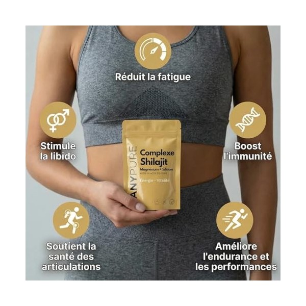 Complexe Shilajit 2500mg Équivalent Résine + Magnésium + Silicum - 50% Acide Fulvique Pur Himalaya - Énergie Vitalité Perform