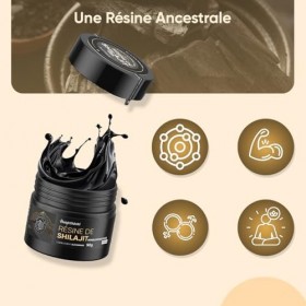 Resine de Shilajit Himalaya Vegan 50g avec 87% dAcide Fulvique, sans OGM, sans Gluten, 800 mg par Portion, Alternative au Sh