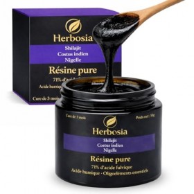 HERBOSIA Shilajit Costus Nigelle - Formule résine pure 50g - Naturel Triple extrait Premium - Qualité Française